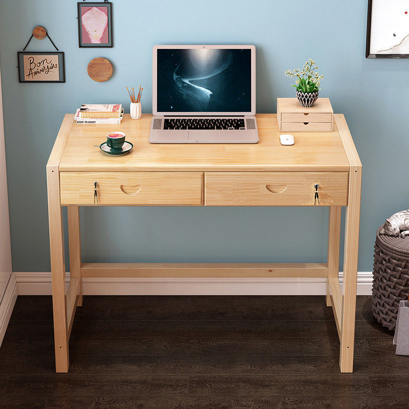 现代简约实木儿童电脑桌家用学生写字桌升降学习桌办公桌带锁书桌