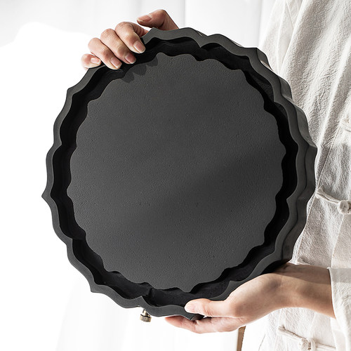 创意乌金石茶盘家用茶室简约茶具小号石头干泡茶台茶托盘茶海壶承