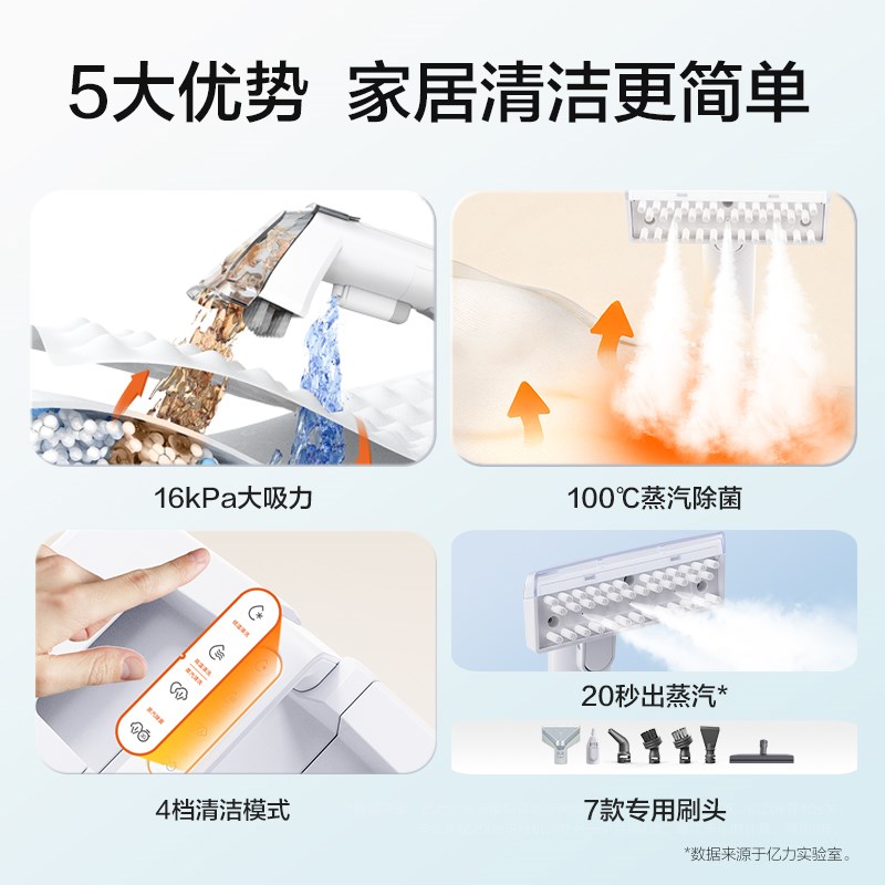 亿力家用高温高压布艺清洗机蒸汽刷吸洗地毯机沙发床垫清洁机