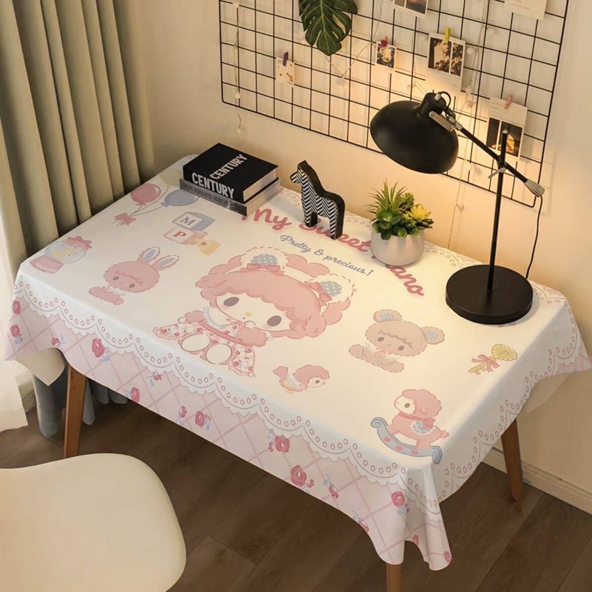 ins风三丽鸥桌布玉桂狗HelloKitty桌布宿舍化妆桌少女心装饰布