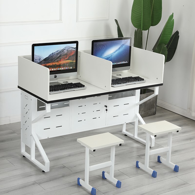 学校微机室机房双人台式电脑桌学生简约多媒体教室培训辅导班桌子