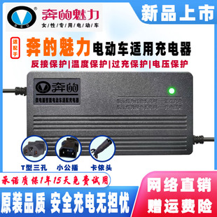 奔 魅力电动车充电器48V12AH20AH54.6V2A小公插新国标铅酸锂电池