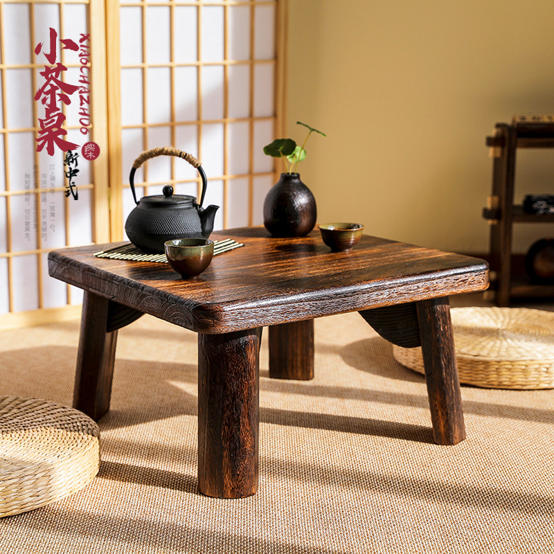 飘窗小桌子实木茶台炕几榻榻米茶桌床上迷你方桌日式矮茶几小矮桌