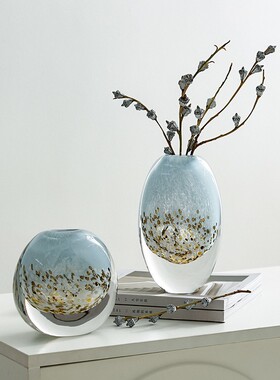 轻奢现代彩色花瓶高档水培插花玻璃花器客厅餐桌软装饰品摆件