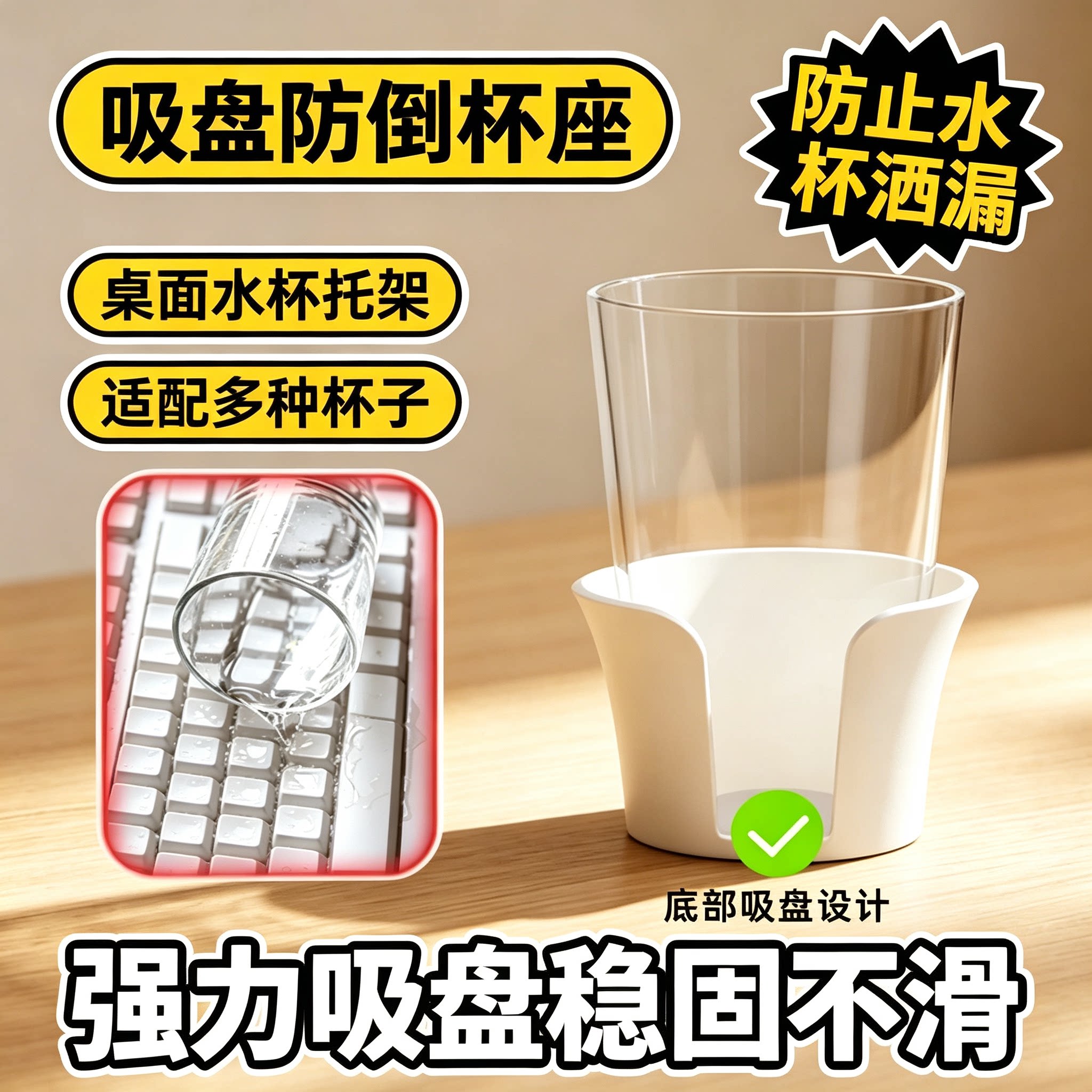 创意吸盘防滑防倒杯座杯架