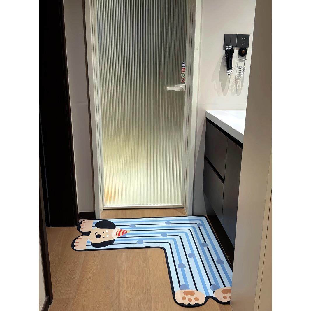 【浴室幸福感】L型浴室地垫转角地垫卫生间硅藻泥吸水防滑地垫女