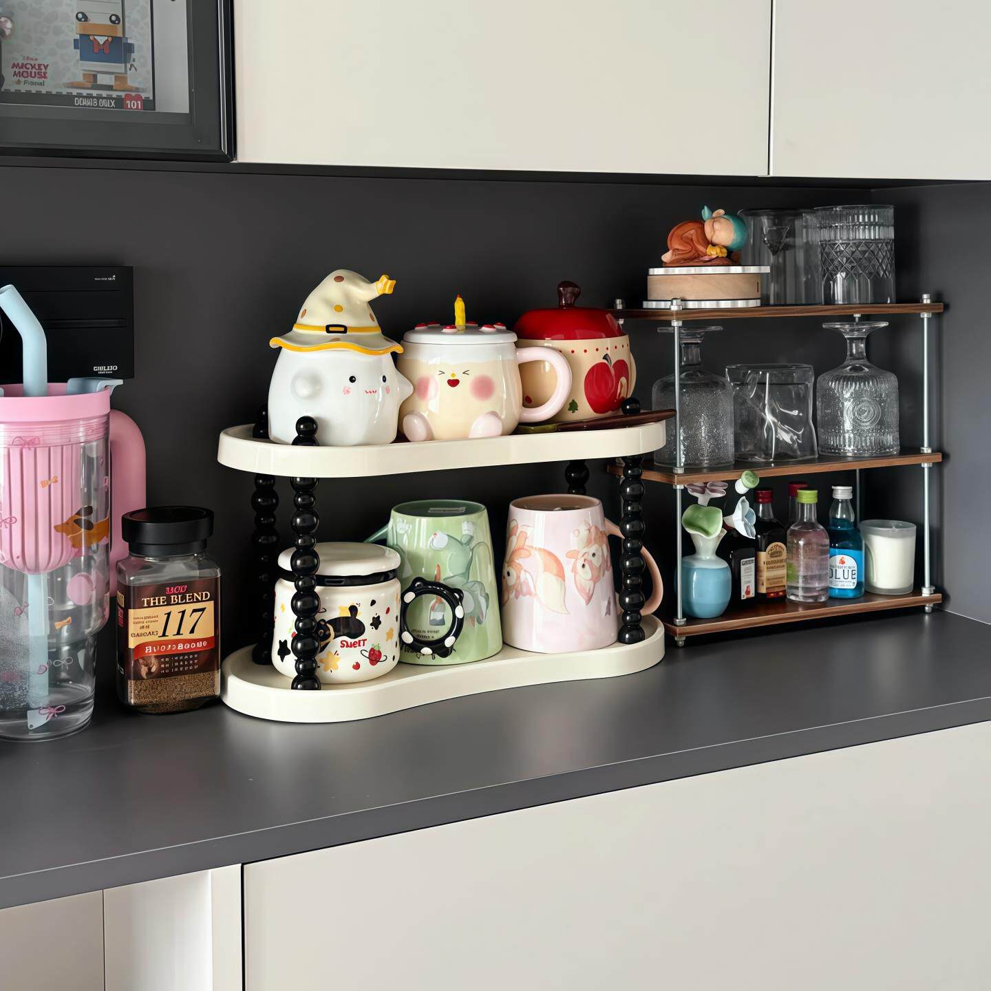 杯子收纳置物架高级感轻奢餐边柜桌面高颜值沥水架特别好看的杯架