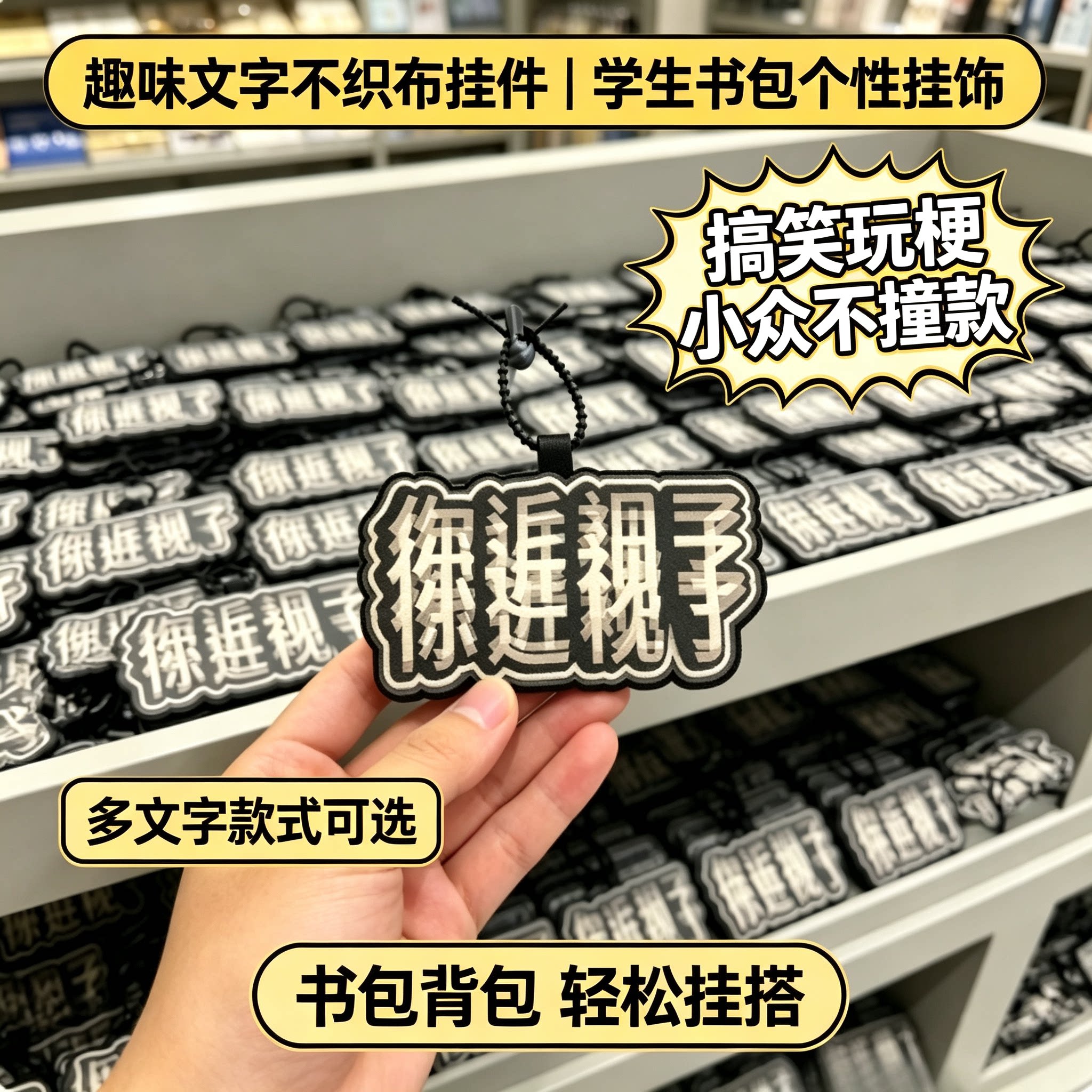 搞笑文字书包挂件趣味不织
