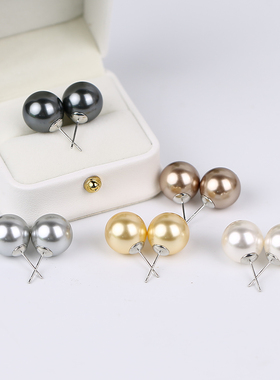 女王空间7.21施家珠白金黑灰大点位耳钉时尚轻奢耳饰14mm