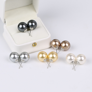 女王空间7.21施家珠白金黑灰大点位耳钉时尚 轻奢耳饰14mm