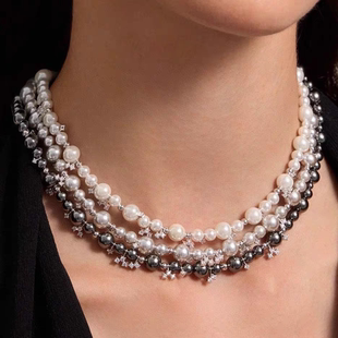 女王空间明星同款 何家气泡星云项链轻奢优雅施家珍珠锁骨链颈链