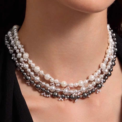 女王空间明星同款气泡星云项链轻奢优雅施家珍珠锁骨链颈链