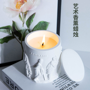 香薰蜡烛复古石膏杯卧室摆件大豆蜡香氛蜡烛小众高级浪漫生日礼物
