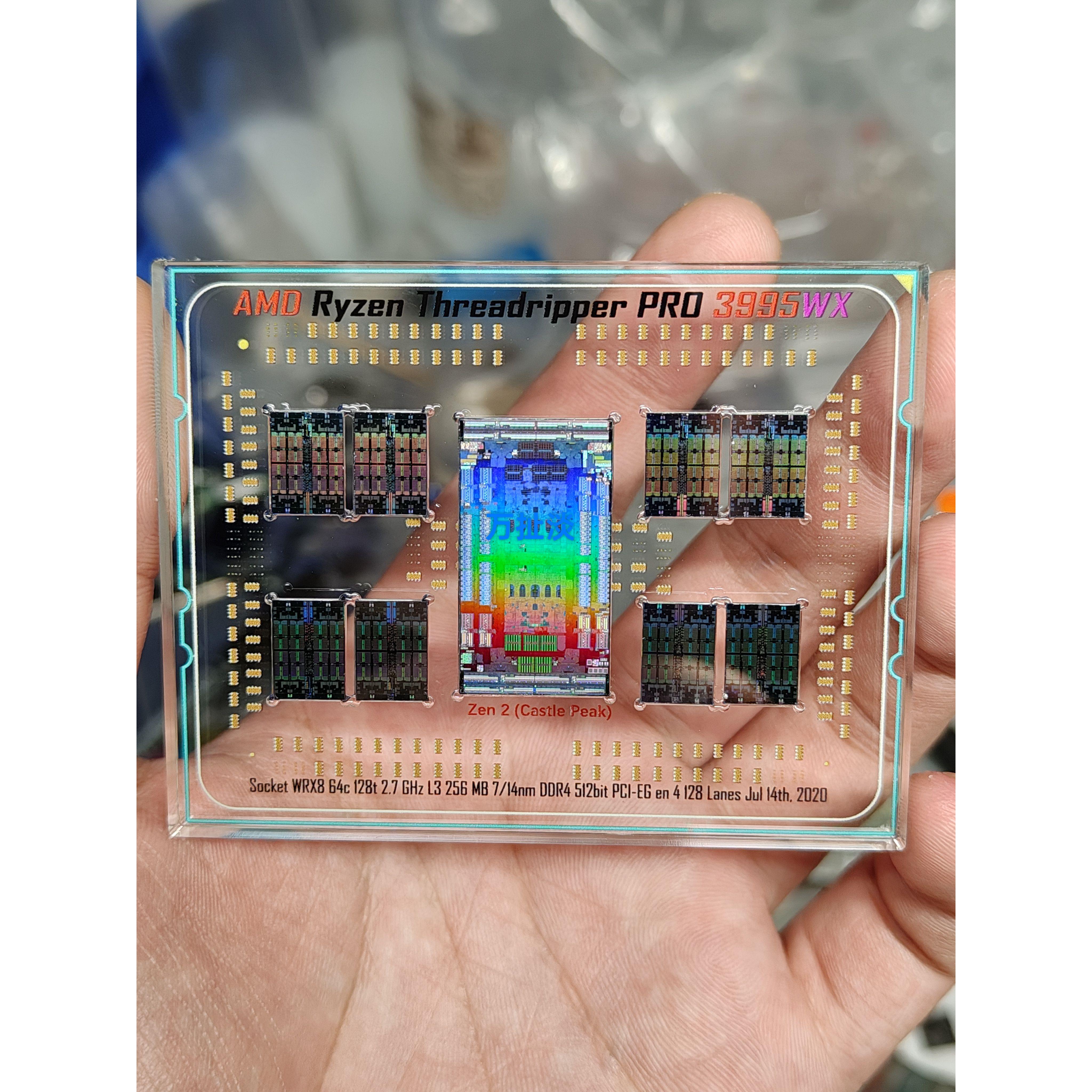 AMD 线程撕裂者3995wx CPU晶圆核心摆件收藏硅片半导体电脑