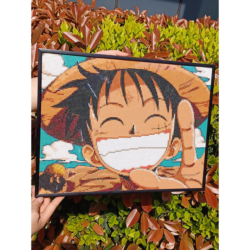 5D钻石画一块路飞卡通动画儿童房间简单的全钻石卧室点钻石贴纸十