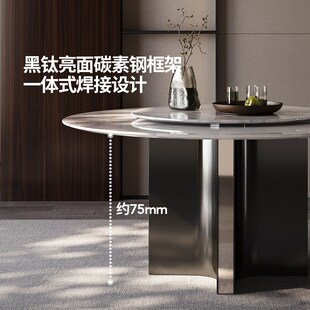 极简大理石餐桌椅2025新款 微晶石餐桌轻奢高级感圆饭桌超晶石意式