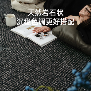 AO黑色圆形地毯客厅沙发茶几毯轻奢高级卧室床边毯高级感圆型地垫