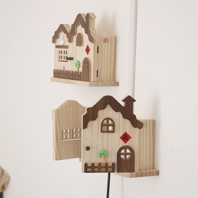 实木双排明插座插头墙洞凸起遮丑遮挡装饰贴墙壁空调电源开关美化