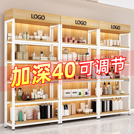 超市货架展示架产品陈列柜一体靠墙多层置物架简易可调节展示柜子