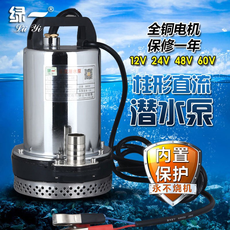插在电动车上专用水泵抽水机潜水泵低压48v60v12v24伏直流夹电瓶