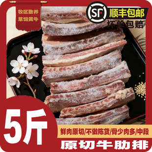 黄牛牛肋排5斤装原切正宗不注水冷冻牛排骨中段肉多商用顺丰包邮
