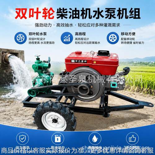 山果园引水专用双叶轮泵 柴油机压喷灌泵 大流量离心水泵