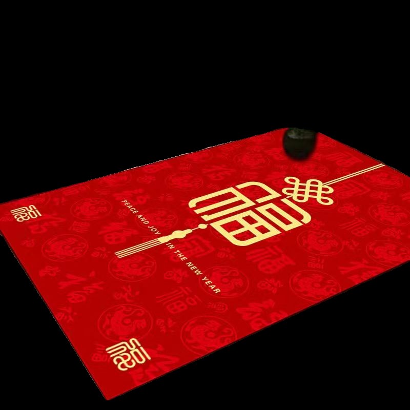 硅藻泥中式地垫门厅地垫耐脏红色门垫玄关地垫可裁剪防滑耐用喜庆
