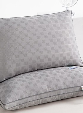 灰色枕头护颈椎枕芯助睡眠学生宿舍男酒店专用单人低家用一对超柔