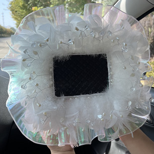 可爱羽毛汽车摆件创意高档中控台车内装 新款 饰女士车载毛毛防滑垫