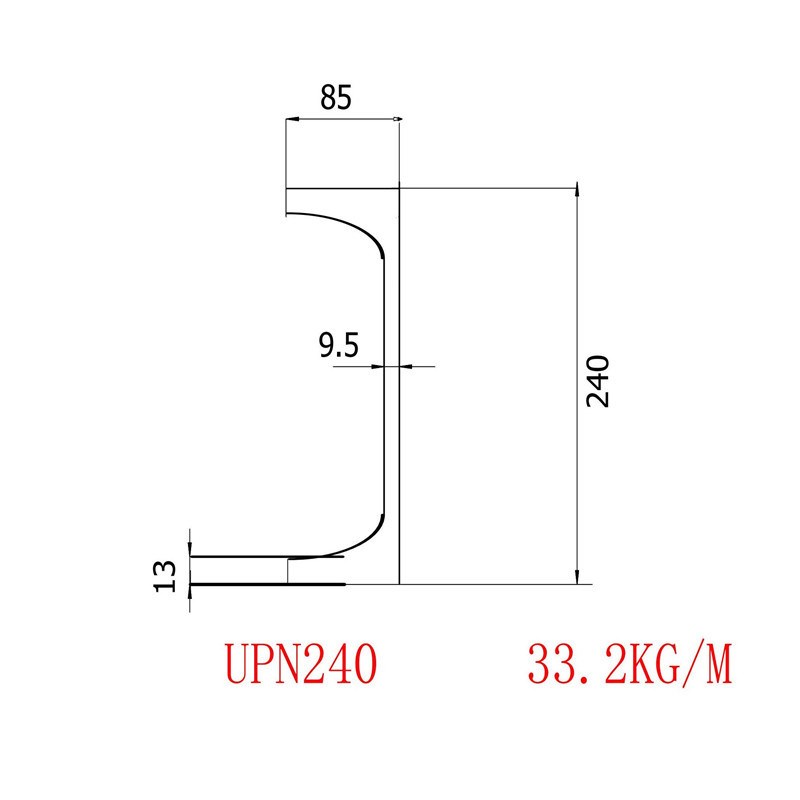 UPN欧标槽钢240规格240*85*9.5*13材质S355J2价格