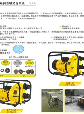自吸式泥浆泵EWB系列电泵2寸3寸污水泵灌溉抽水机化粪池增压泵