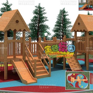 AOT-6002木质组合滑梯/大型儿童户外木质滑梯/游乐设备厂家