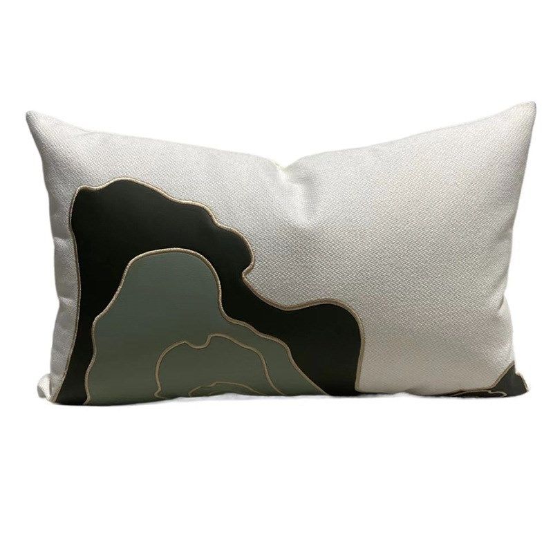 新中式抱枕枕套云纹布艺拼接套装绿色沙发客厅中国风床头靠背垫套