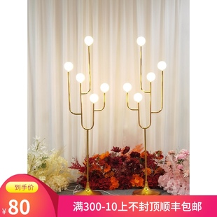 饰摆件舞台 婚庆婚礼道具金色五头龙珠路引铁艺灯烛台灯光迎宾区装