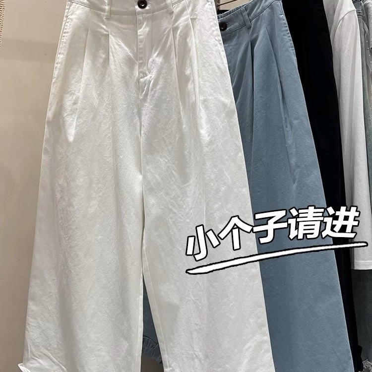 小个子木耳花边阔腿九分裤潮