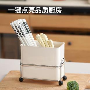 大容量收纳盒 述物家用金属筷子盒台面筷子筒收纳轻奢不锈钢壁挂式