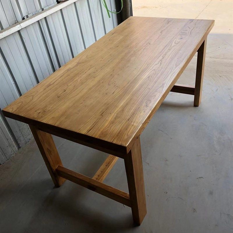 北方老榆木实木板餐桌面吧台板飘窗自然边工作台会议桌子板子定制