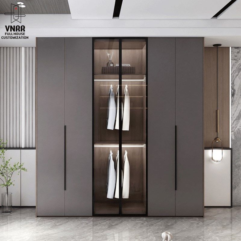 实木衣柜书桌一体组合现代简约家用卧室小户型转角梳W妆台衣橱定