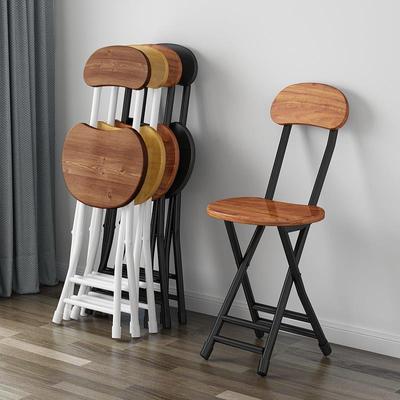 简约便携式实木可折叠带靠背省空间家用吃饭椅子餐椅简高圆凳子