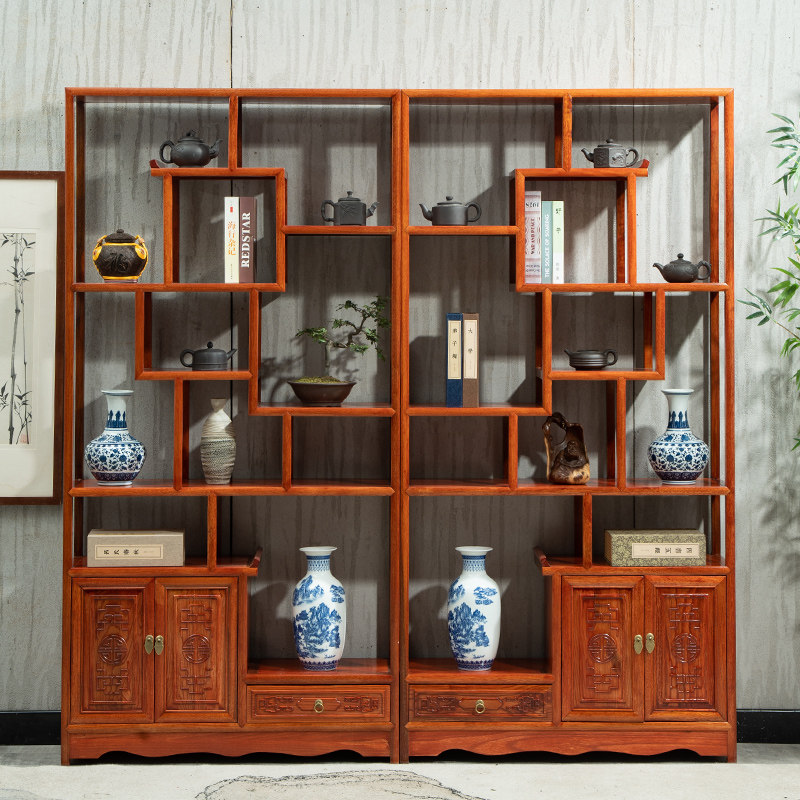 博古架实木多宝阁茶叶展示柜置物菠萝格木架,住宅家具,多宝格/博古架,淘宝优惠券,粉丝福利购,淘宝优惠卷