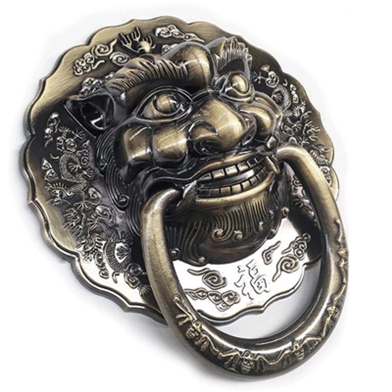 仿古兽头门环中式门神麒麟头大门俯首狮头圆形拉手虎头铝合金浇铸