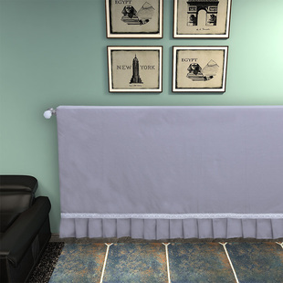 暖气片罩装饰盖布全包老式遮挡帘布艺灰色纯色暖气罩防尘罩