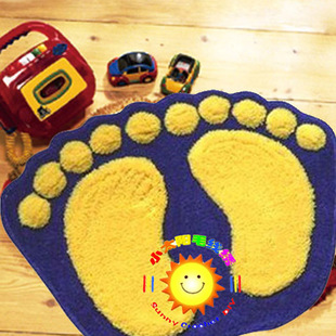 段段绣毛线绣地毯绣绒绣钩针绣  坐垫 大脚掌 蓝(件