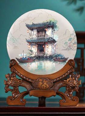 玉石姓氏摆件高级感餐边柜客厅柜子入门玄关新中式乔迁新居装饰品