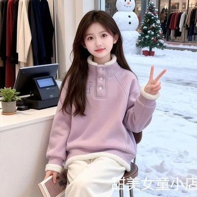 土豆麻麻精选女童肥料卫衣洋气复合肥加厚上衣中大童保暖掺混肥