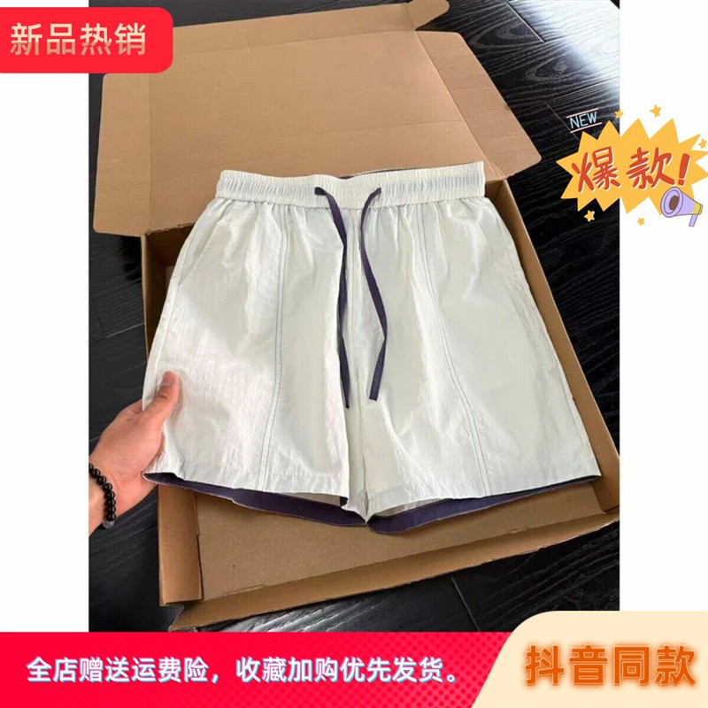 嘉画服饰美式撞色速干短裤男款夏季透气宽松四分裤运动沙滩五分裤