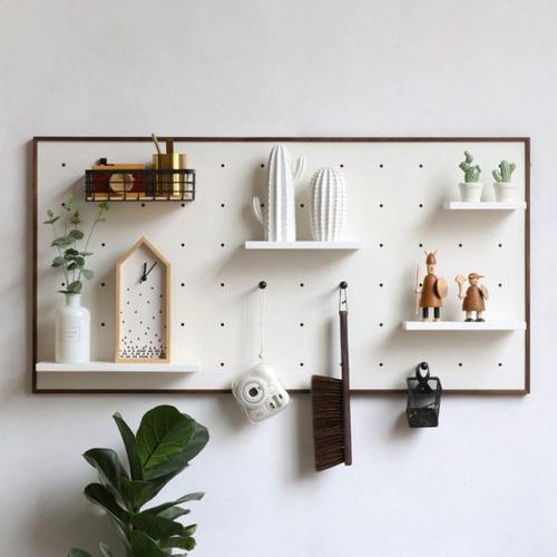 木质洞洞板玄光置物架墙上装饰挂钩展示架实木壁挂收纳神器可定制