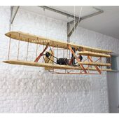 复古铁艺大型飞机吊饰壁饰工业风装 饰莱特兄弟飞机2.4米吊顶悬挂