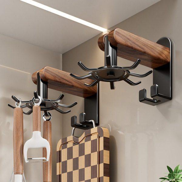 胡桃木厨房旋转挂钩免打孔锅铲置物架菜板壁挂式架墙上粘钩收纳架,厨房/烹饪用具,水槽置物架,淘宝优惠券,粉丝福利购,淘宝优惠卷