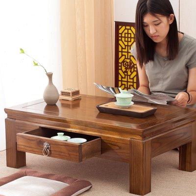 简约休闲现代榫卯榻榻米茶几炕桌实木飘窗小矮茶桌抽屉阳台地台子